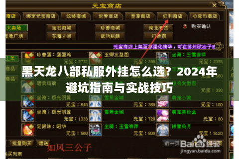 黑天龙八部私服外挂怎么选？2024年避坑指南与实战技巧