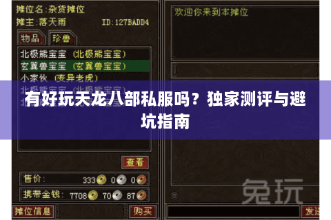 有好玩天龙八部私服吗?独家测评与避坑指南 有好玩天龙八部私服吗?独家测评与避坑指南