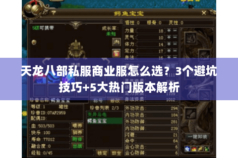 天龙八部私服商业服怎么选？3个避坑技巧+5大热门版本解析
