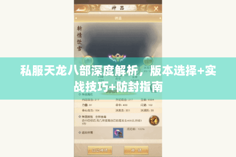 私服天龙八部深度解析，版本选择+实战技巧+防封指南