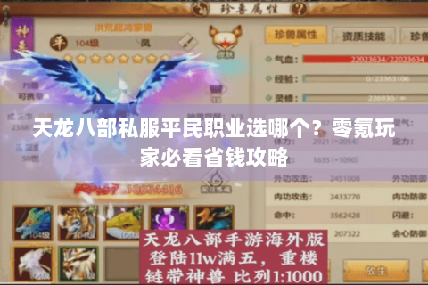 天龙八部私服平民职业选哪个？零氪玩家必看省钱攻略