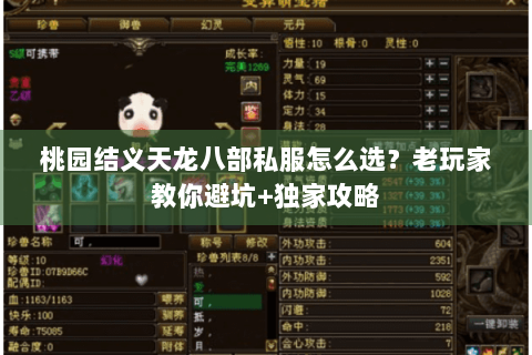 桃园结义天龙八部私服怎么选？老玩家教你避坑+独家攻略