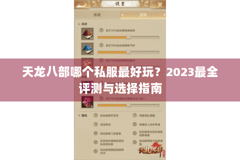 天龙八部哪个私服最好玩？2023最全评测与选择指南