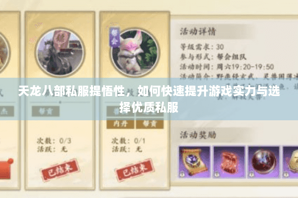 天龙八部私服提悟性，如何快速提升游戏实力与选择优质私服