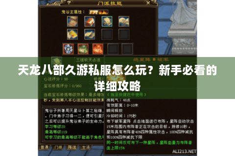 天龙八部久游私服怎么玩?新手必看的详细攻略 天龙八部久游私服怎么玩?新手必看的详细攻略