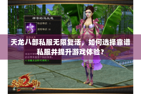 天龙八部私服无限复活，如何选择靠谱私服并提升游戏体验？