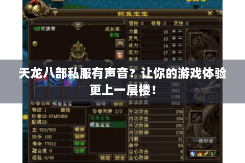天龙八部私服有声音?让你的游戏体验更上一层楼! 天龙八部私服有声音?让你的游戏体验更上一层楼!