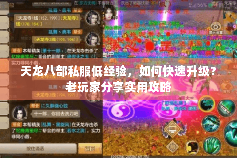 天龙八部私服低经验，如何快速升级？老玩家分享实用攻略