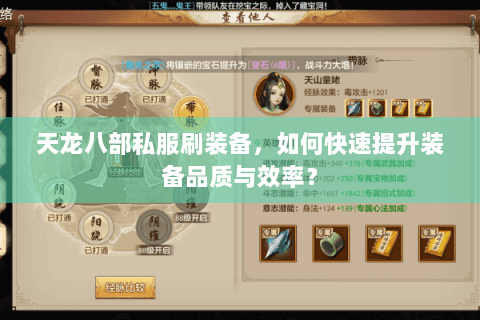 天龙八部私服刷装备，如何快速提升装备品质与效率？