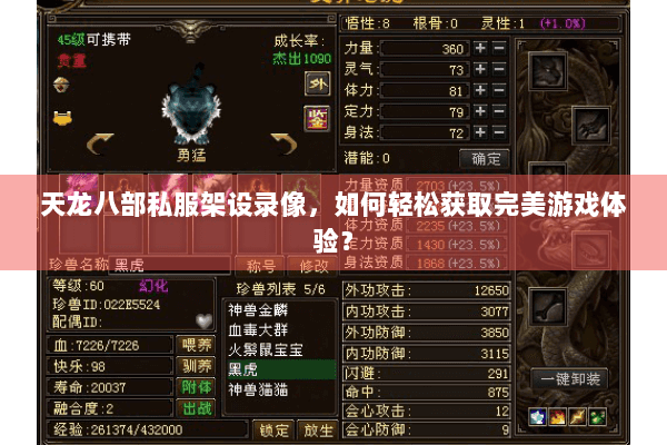 天龙八部私服架设录像,如何轻松获取完美游戏体验? 天龙八部私服架设录像,如何轻松获取完美游戏体验?