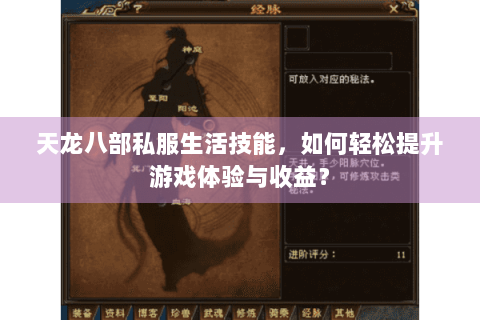 天龙八部私服生活技能，如何轻松提升游戏体验与收益？