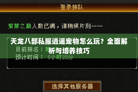天龙八部私服逍遥宠物怎么玩?全面解析与培养技巧 天龙八部私服逍遥宠物怎么玩?全面解析与培养技巧